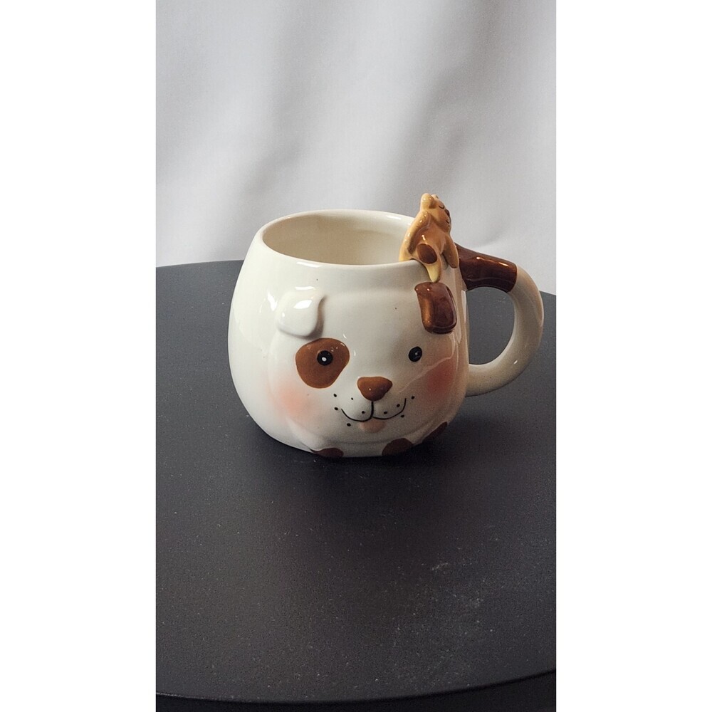 White Tramp Dog Ceramic Coffee Cappuccino Cup Mug & Sleeping Puppy Spoon Set